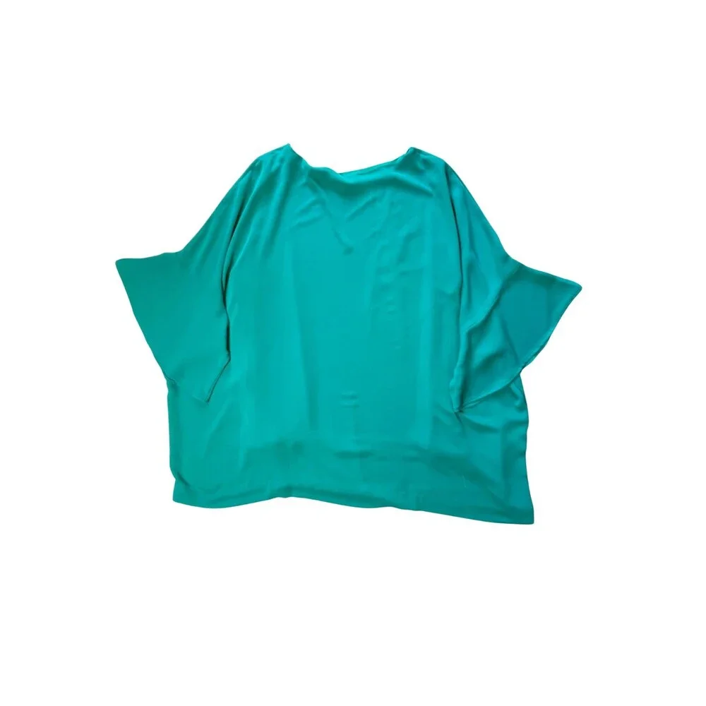 J. Jill Green Teal Blouse Size 3X Minimalist Workwear Resort Office Summer